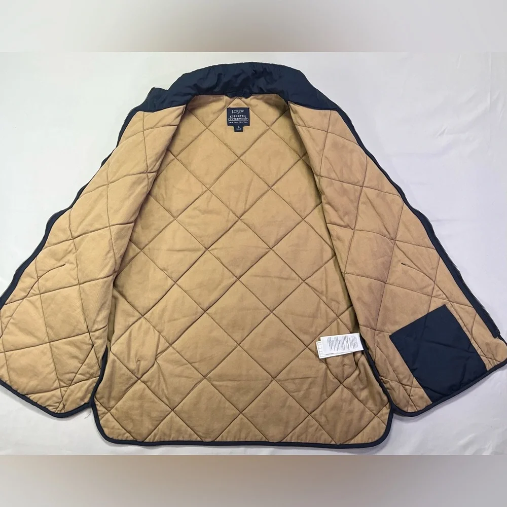 J. Crew Men's Quilted Puffer Blue Tan Vest - S